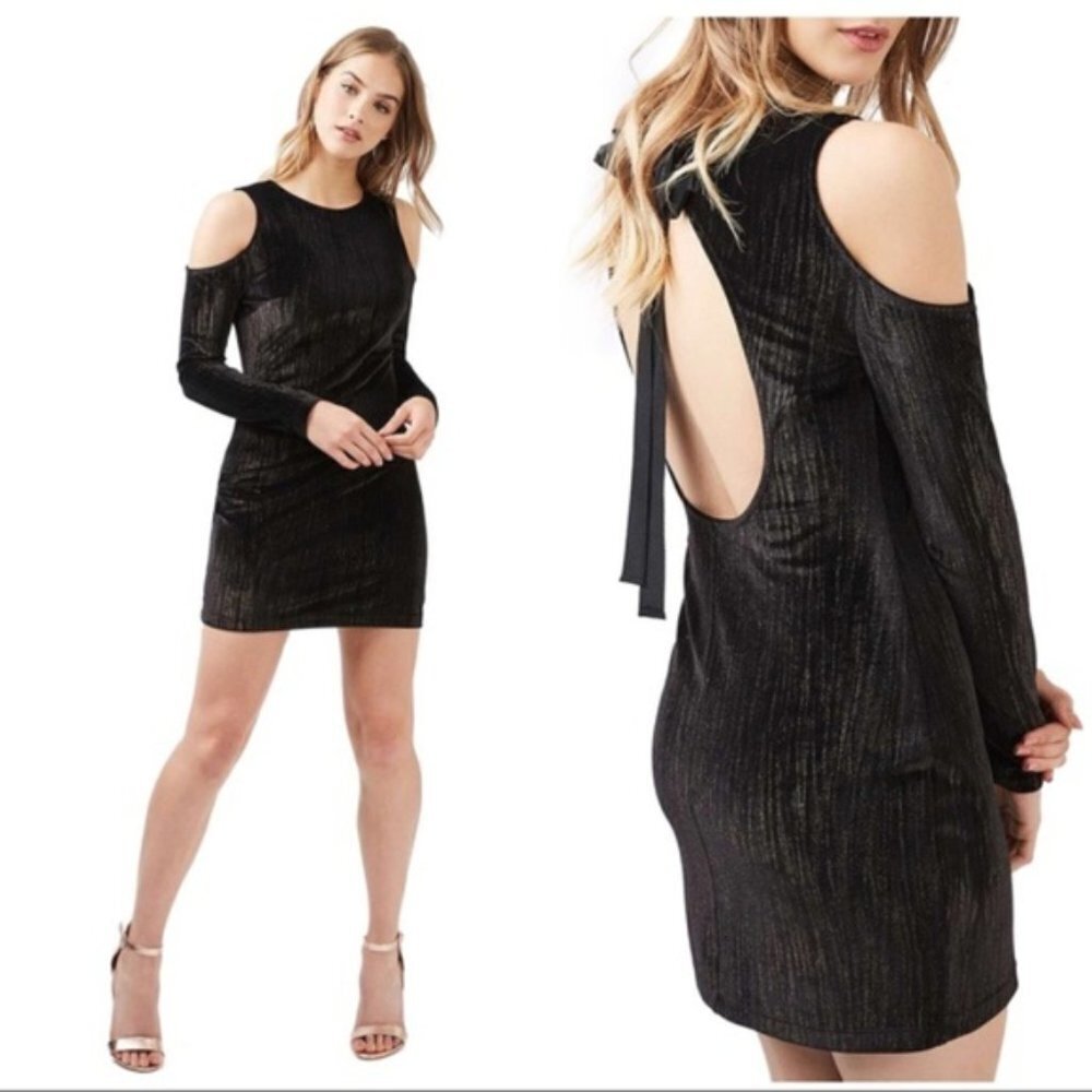 Topshop black velvet cold shoulder dress NEW